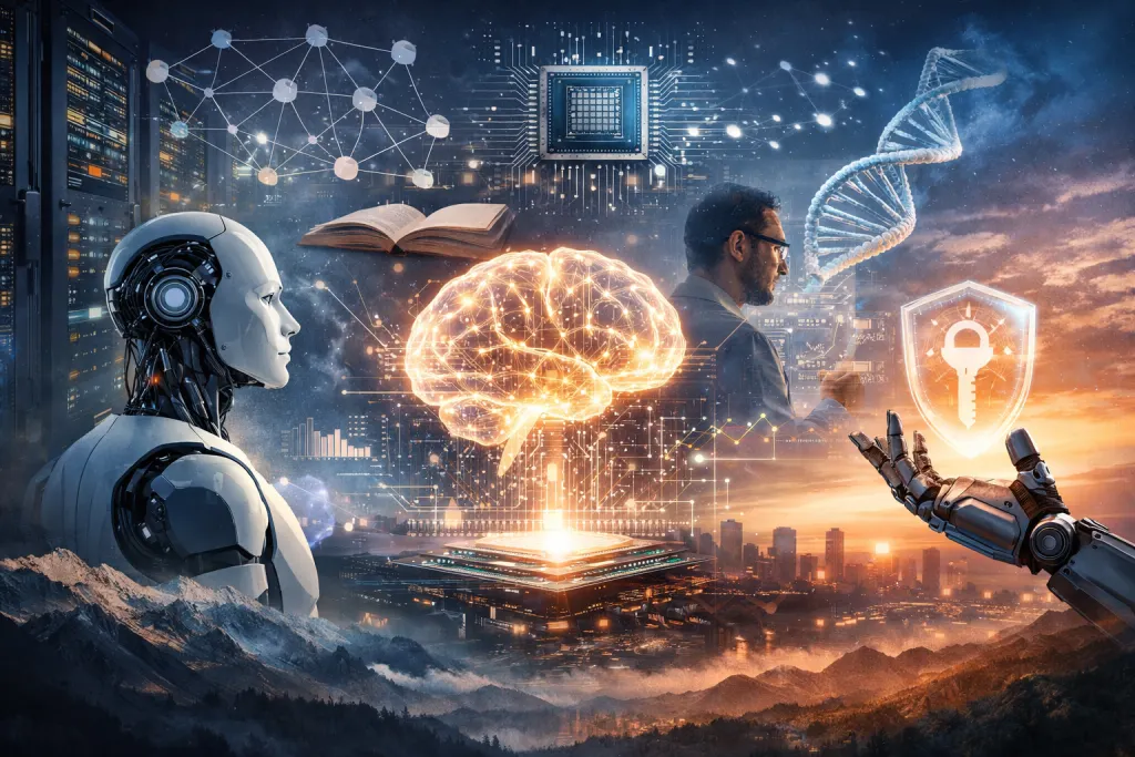 AI advancements in a futuristic world